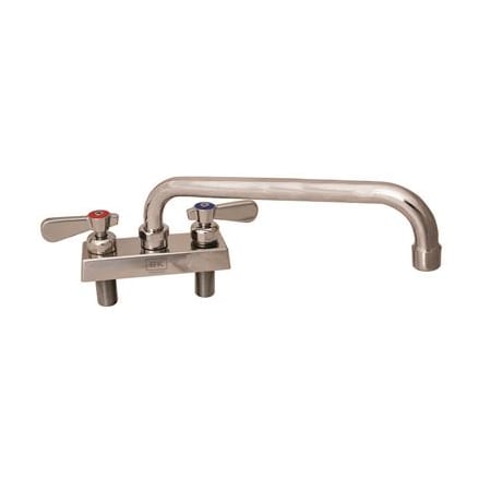 Bk Resources Evolution 4" Deck Mount Stainless Steel Faucet, 12" Swing Spout EVO-4DM-12